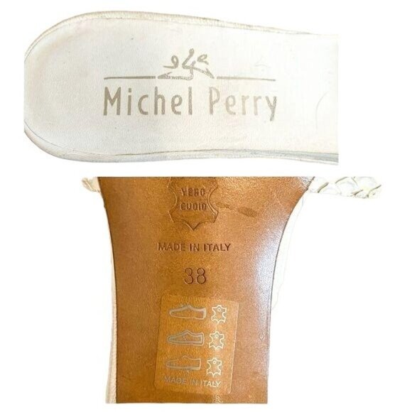 Michel Perry white snake slide, metal‎ buckle, 38EU, Vintage 90s - Picture 7 of 8